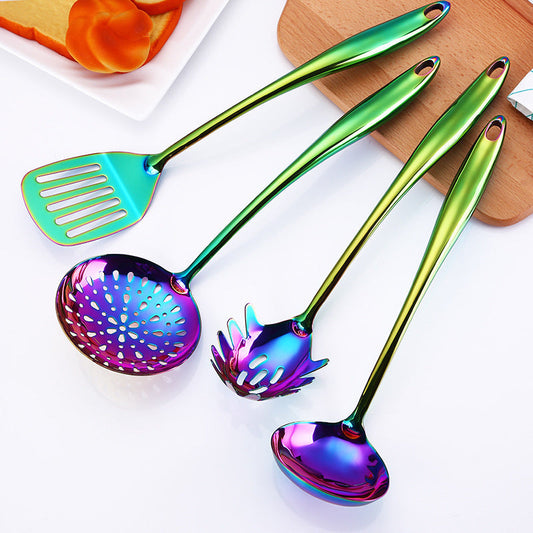 Rainbow Kitchen Tools Cooking Utensils Restaurant Cookware Kitchenware Set Soup Ladle Colander Spoon Slotted Turner