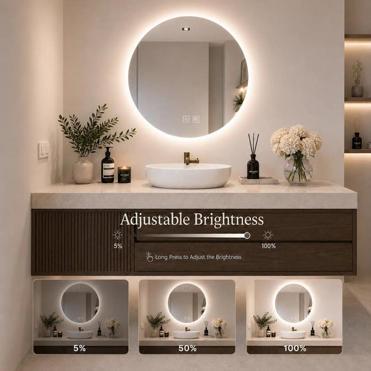Round Backlit LED BATHROOMS Vanity Mirrors With Dimmable Lights