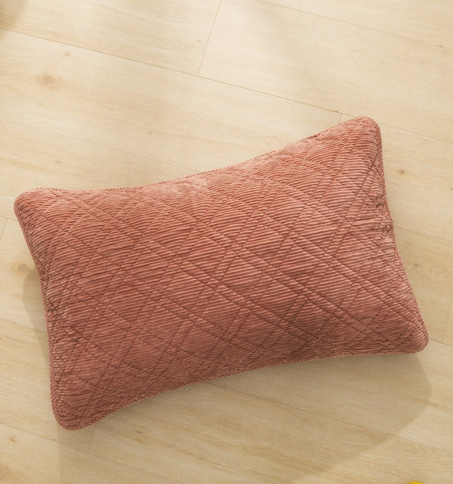 DaDalogy Bedding Terracotta Coral Brick Orange Soft Velour Corduroy Bedspread Set (JHW952)