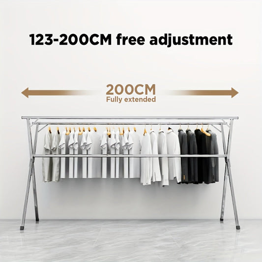 Extendable 48.4"-78.7" Folding Laundry Rack Indoor Outdoor Clothes Dryer