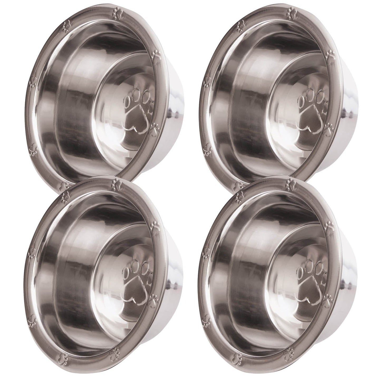 Jeffers Stainless Steel Embossed Wide-Lip Food & Water Pet Bowls