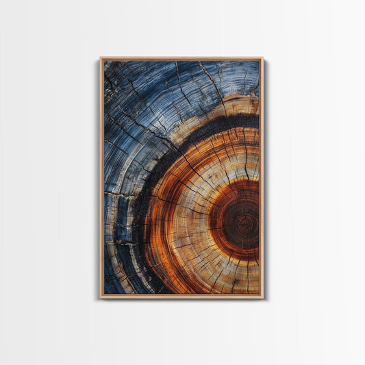 Tree Ring Framed Wall Art, Framed Canvas, Abstract Colorful Tree Ring Wall Decor, Minimalist Home Canvas Art, Farmhouse Living Room Modern Art