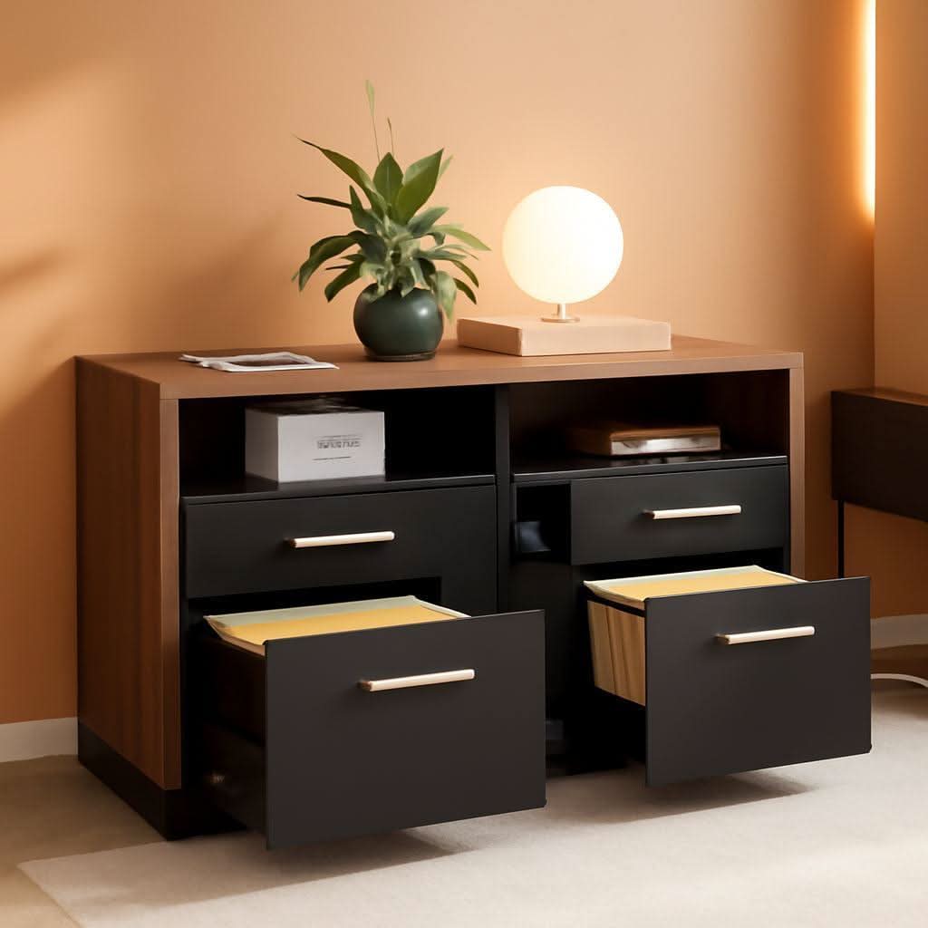 Black Walnut Professional Four Drawer File Cabinet