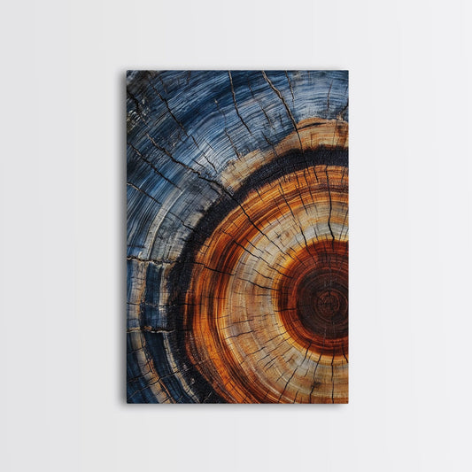 Tree Ring Framed Wall Art, Framed Canvas, Abstract Colorful Tree Ring Wall Decor, Minimalist Home Canvas Art, Farmhouse Living Room Modern Art