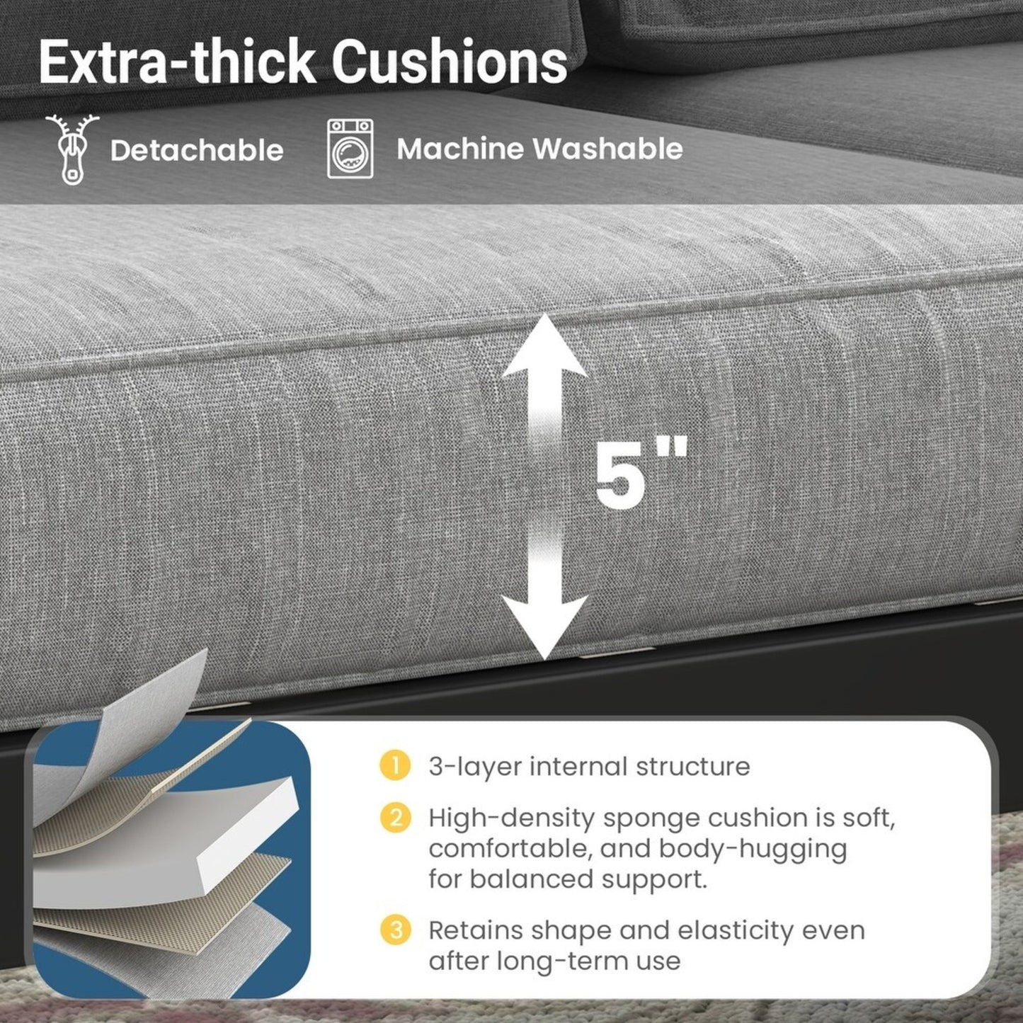 Outdoor Loveseat Aluminum Black Gray Cushion 50in 600 lb Capacity