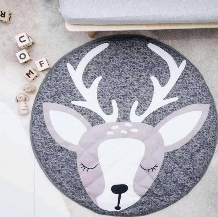Luxury Mdoern Cartoon Animals Baby Play Mat Foldable Kids Crawling Pad Round Carpet Rug Toys Cotton Children Room Decor Photo Props Carpet For Kids