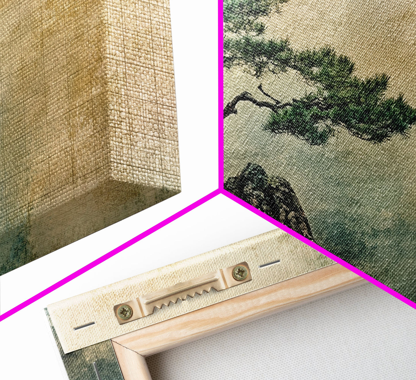 Japanese Pine Tree Art Framed Canvas Print Wabi Sabi Art Minimalist Artwork Rustic Decor Zen Wall Art Living Room Above Sofa Art