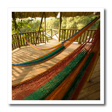 3dRose Danita Delimont - Belize - Hammock, Palms, Jaguar Reef Lodge, Belize - SA02 JME0052 - John and Lisa Merrill - Iron on Heat Transfers (ht_85551)