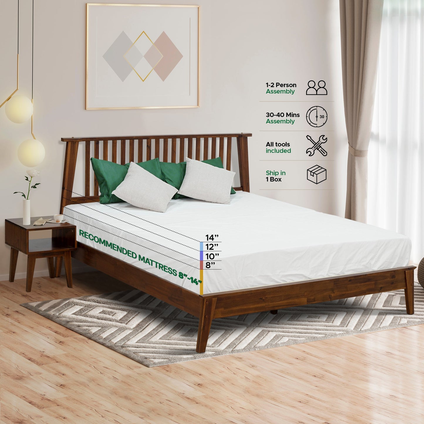 Kaylin Solid Wood Bed Frame