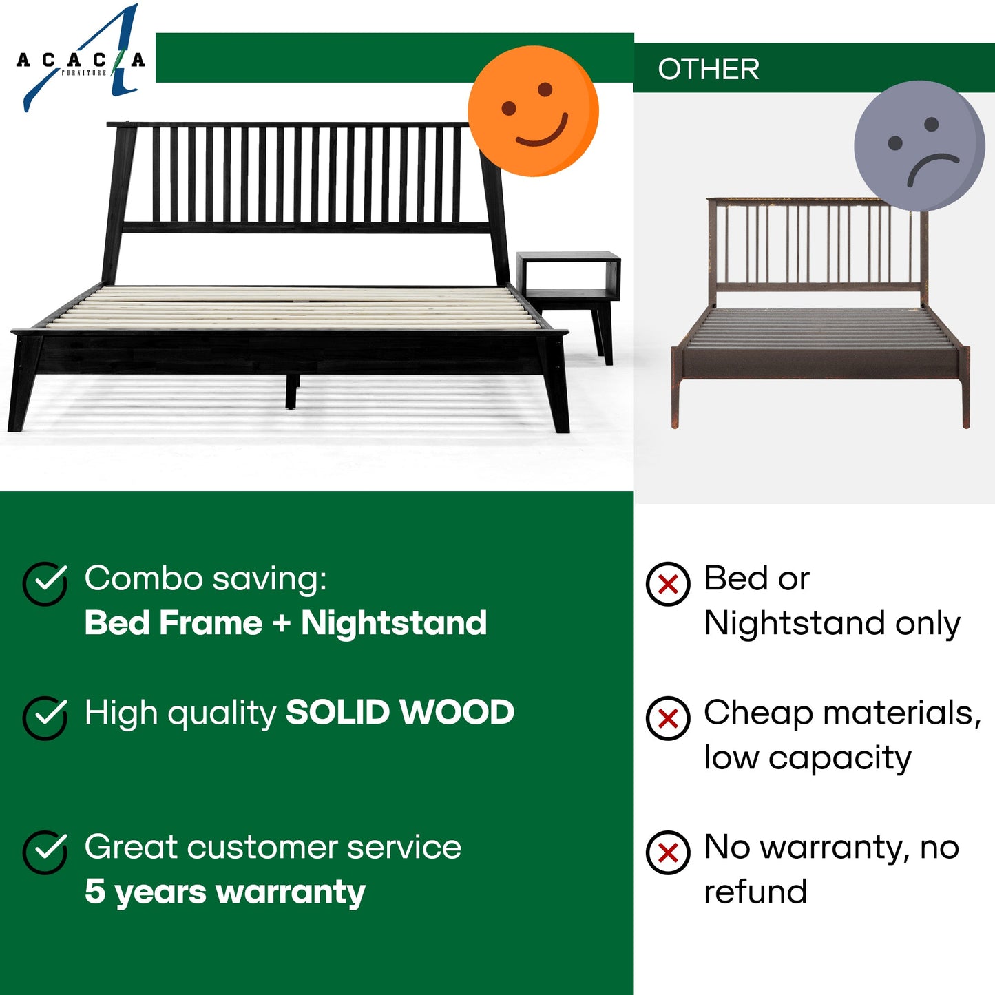 Kaylin Solid Wood Bed Frame