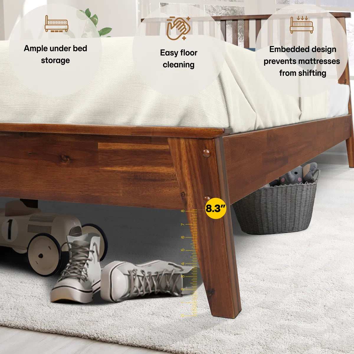 Kaylin Solid Wood Bed Frame