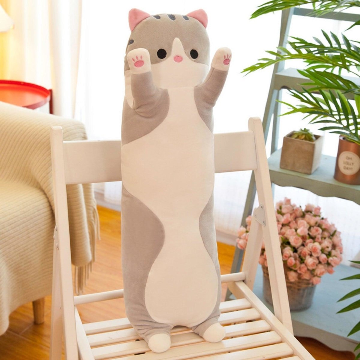 Long Cat Plush Pillow – 26" Soft Cuddly Gift for Kids