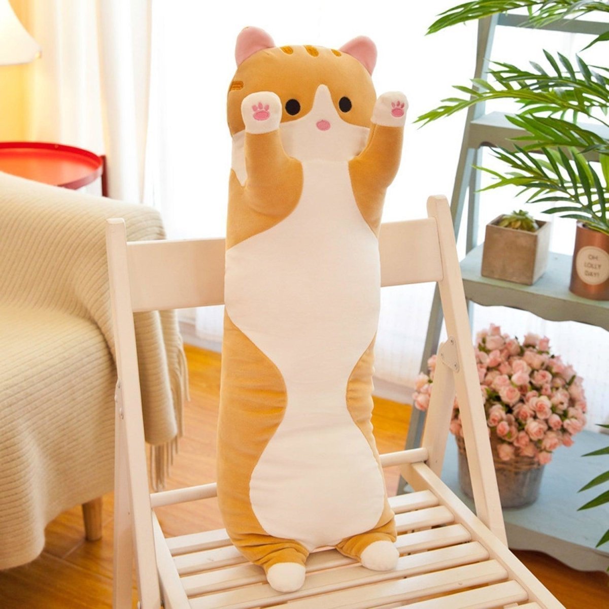 Long Cat Plush Pillow – 26" Soft Cuddly Gift for Kids