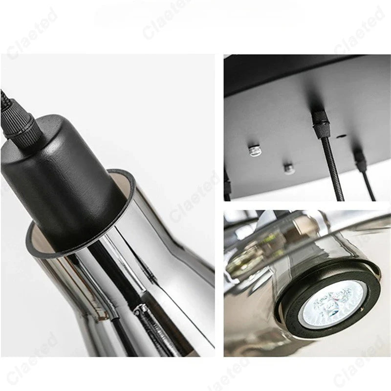 European Modern Minimalist LED Glass Chandelier Bar Restaurant Living Room Coffee Shop Bedroom Decorative Lighting