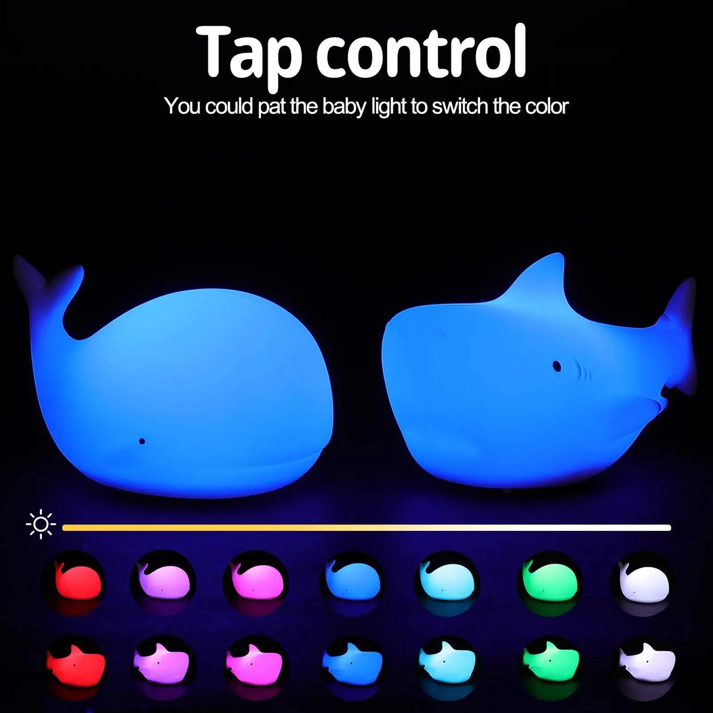 Soft Silicone Cartoon Whale Night Light For Children Room Decor USB Rechargeable Kids Bedroom Sleep Lamp Dropshipping