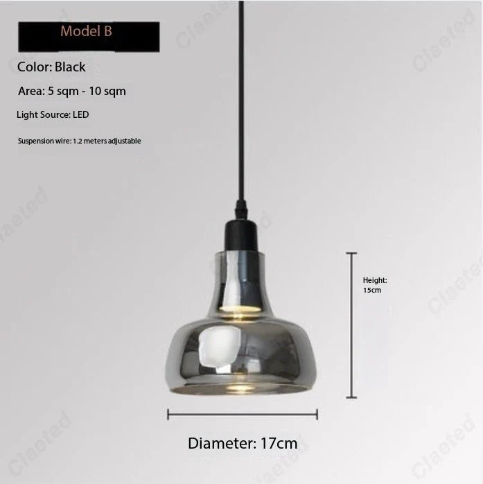 European Modern Minimalist LED Glass Chandelier Bar Restaurant Living Room Coffee Shop Bedroom Decorative Lighting