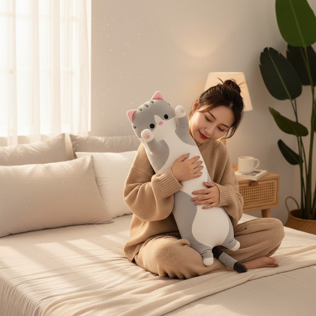 Long Cat Plush Pillow – 26" Soft Cuddly Gift for Kids