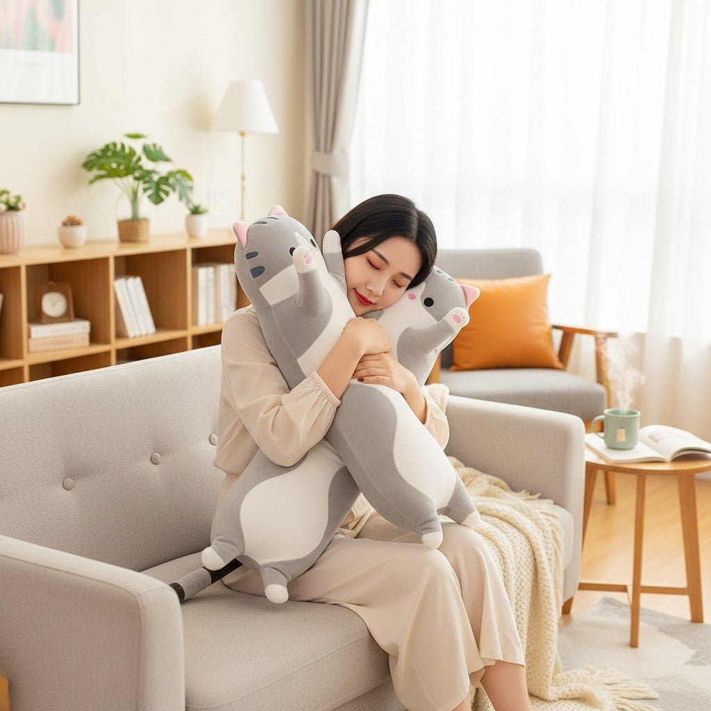 Long Cat Plush Pillow – 26" Soft Cuddly Gift for Kids